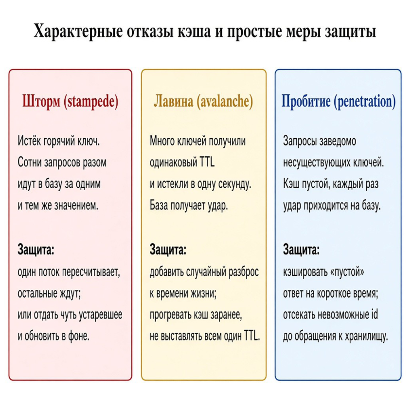 Рисунок 4. Типичные проблемы кэширования и меры защиты